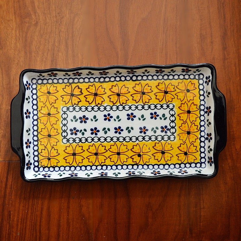 Korean Rectangular Hand-Painted Hot Pot Serving Dish