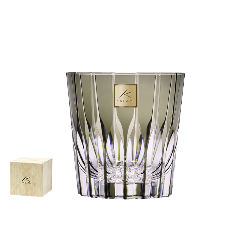 KAGAMI Edo Kiriko Crystal Luxury Starburst Whiskey Glass With Gift Box | Amber GoGlassCup