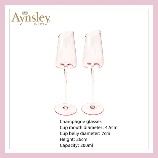 Aynsley Lady Pink Champagne Glasses - Goglasscup