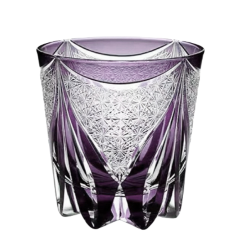 Edo Kiriko Whiskey Glass-Purple Ice GoGlassCup