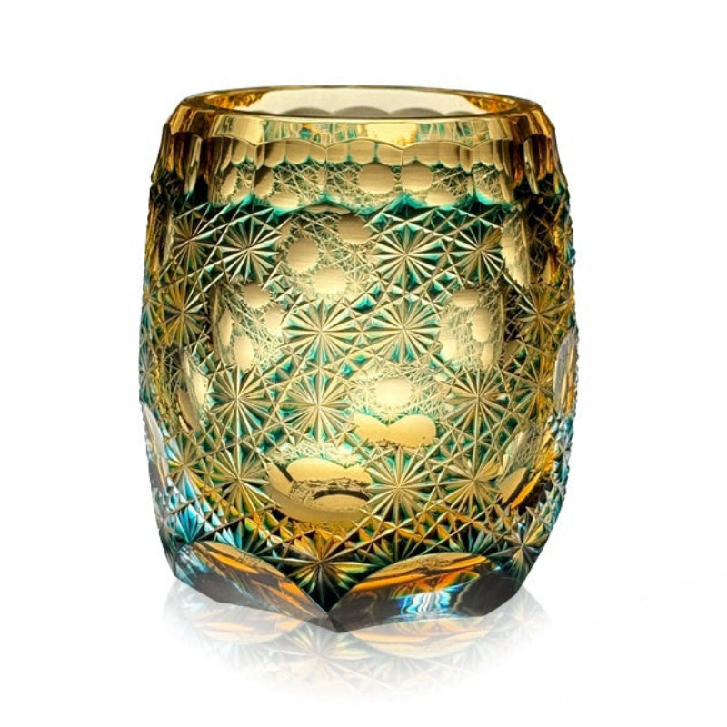 VIANASA'S Seven-star Blue Daisy Edo Kiriko Whiskey Glass - Goglasscup