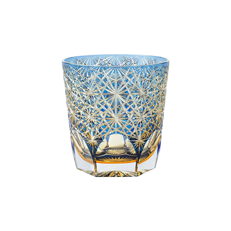 CALLURE Blue Daisy Edo Kiriko Whiskey Glass