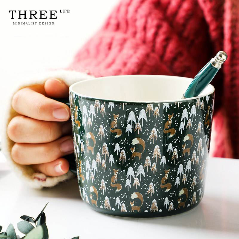 THREE LIFE Christmas Forest Series Ceramic Mug