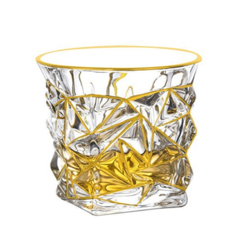 GoGlassCup Hand Painted Gold Whiskey Glasses GoGlassCup