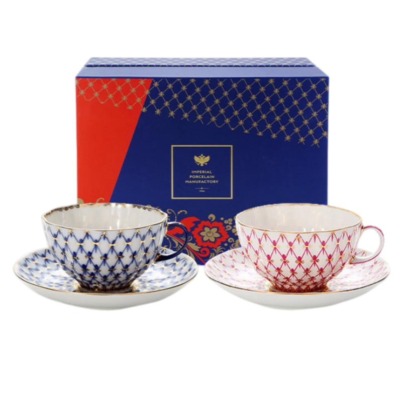 LOMONOSOV Scarlet Red Handcrafted Porcelain Tea Set
