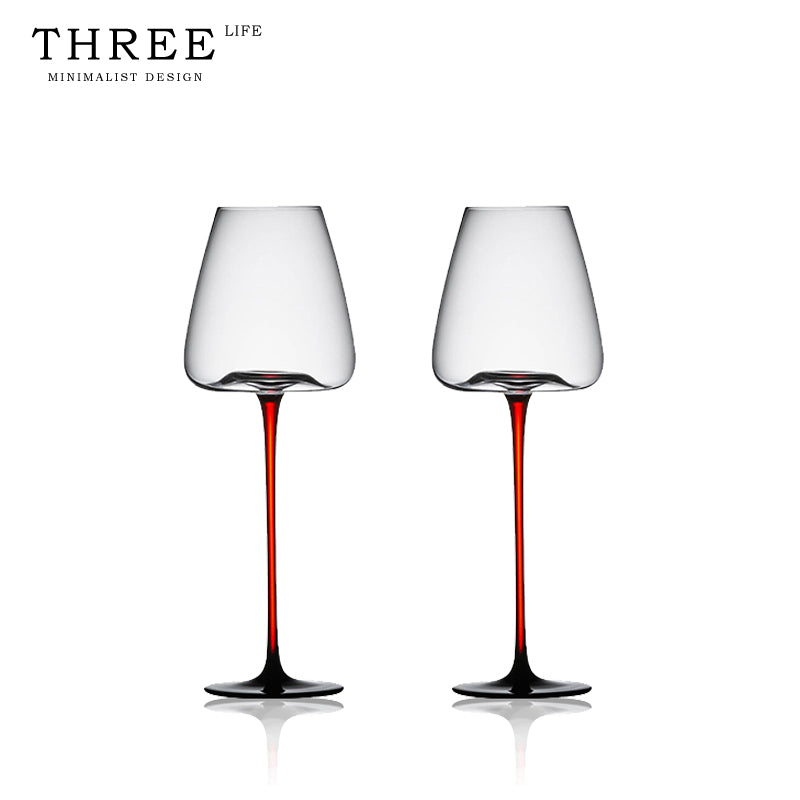 THREE LIFE Black Burgundy Wine Glasses - Goglasscup