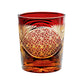 Edo Kiriko Whiskey Glass Tsuruha Chrysanthemum with Wooden Box