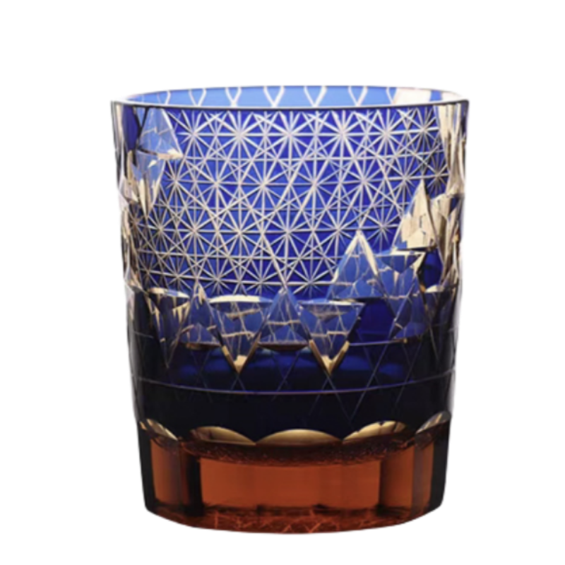 Edo Kiriko Handcrafted Hexagonal Exquisite Whiskey Glass - Red GoGlassCup