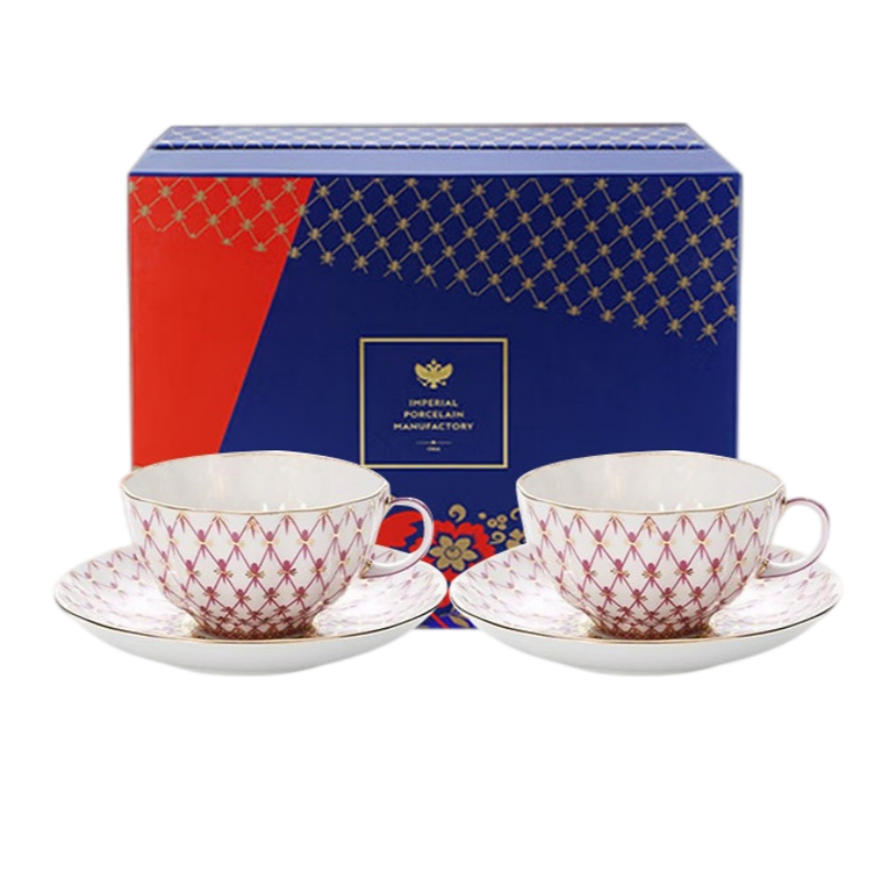LOMONOSOV Scarlet Red Handcrafted Porcelain Tea Set