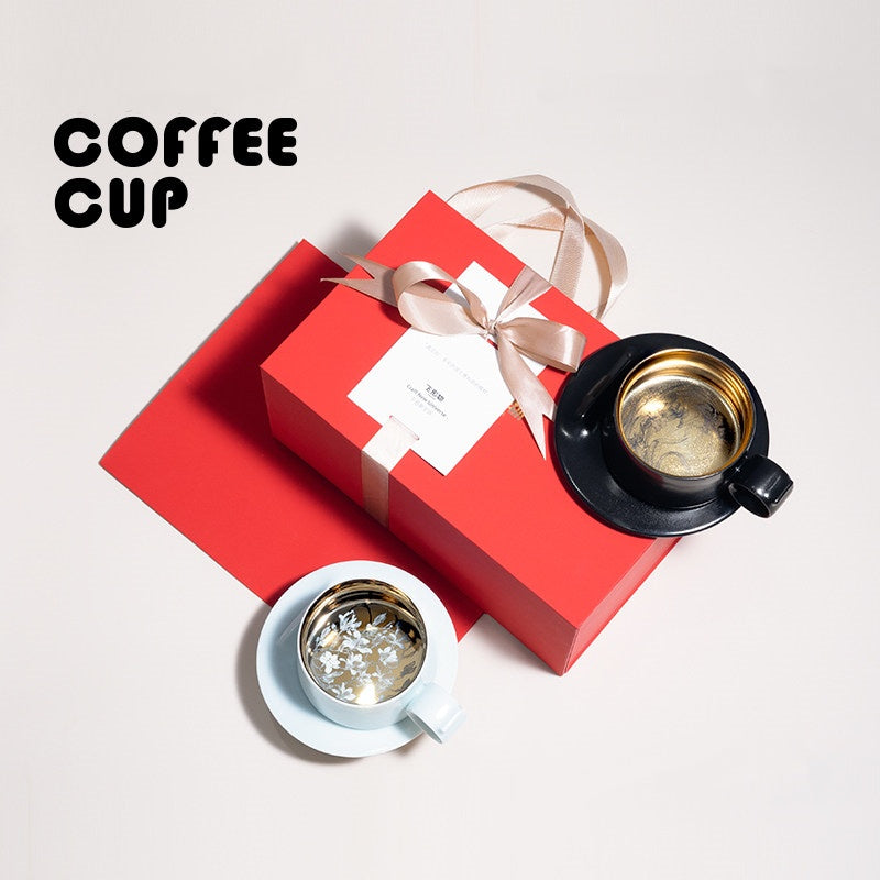 Iris & Magnolia Couple Mugs - Ceramic Coffee Cups, Wedding Gift Set with Gift Box