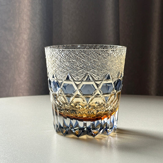 KAGAMI Fluorite Edo Kiriko Crystal Glass Whiskey Glass