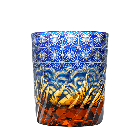 GOGLASSCUP Edo Kiriko Waves and Starry Sky Whiskey Glass