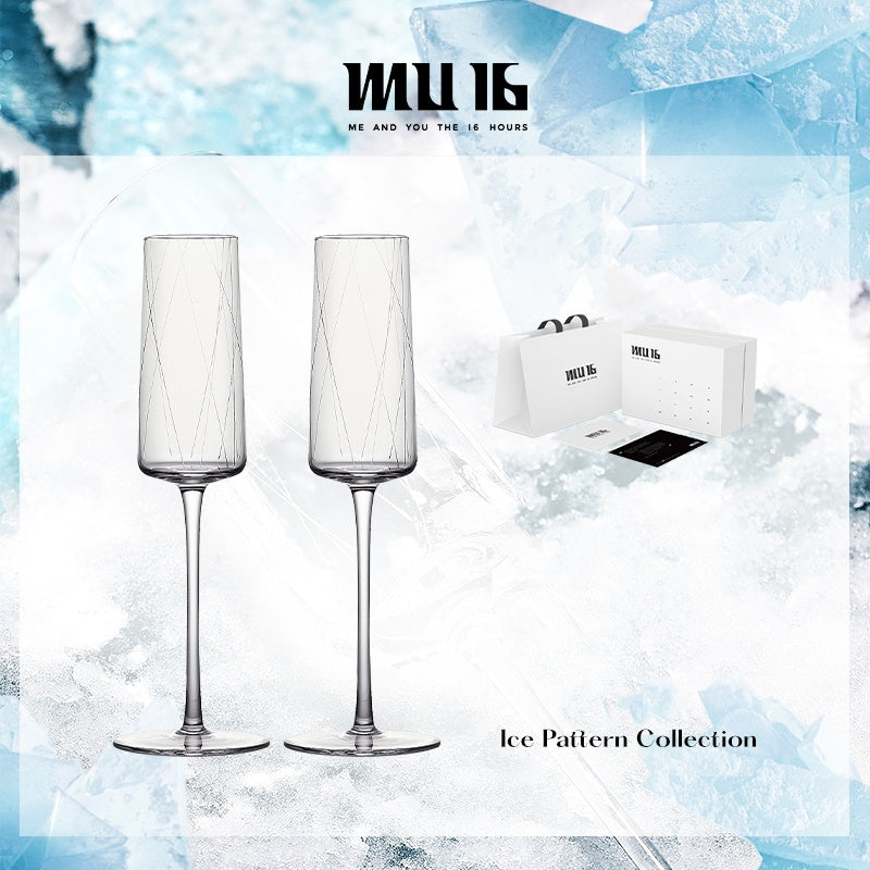 MU16 Ice Pattern Series Whiskey Rotating Glass 2 pcs