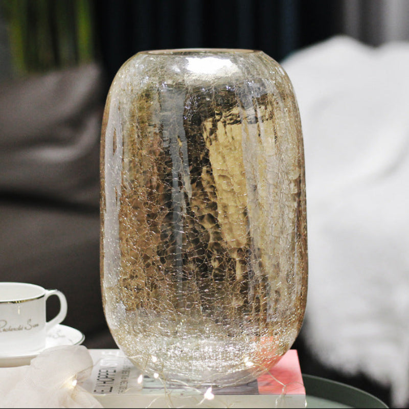 TLIFE Cracked Ice Flower Glass Vase - Goglasscup
