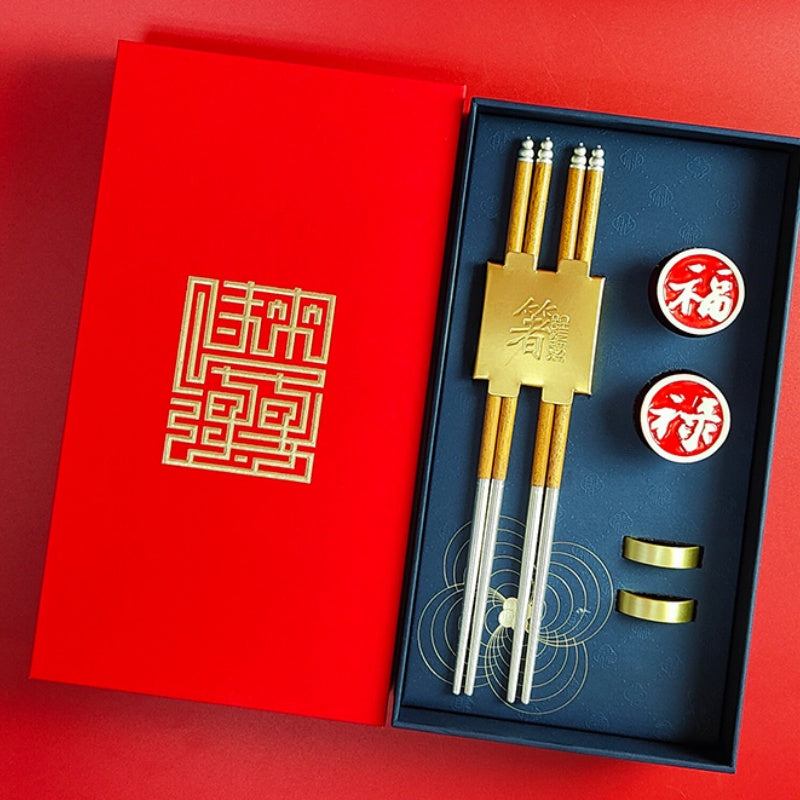 High-end Silver Chopsticks Gift Box-Chinese Characteristic Gift