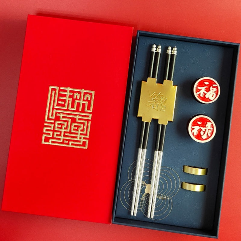 High-end Silver Chopsticks Gift Box-Chinese Characteristic Gift