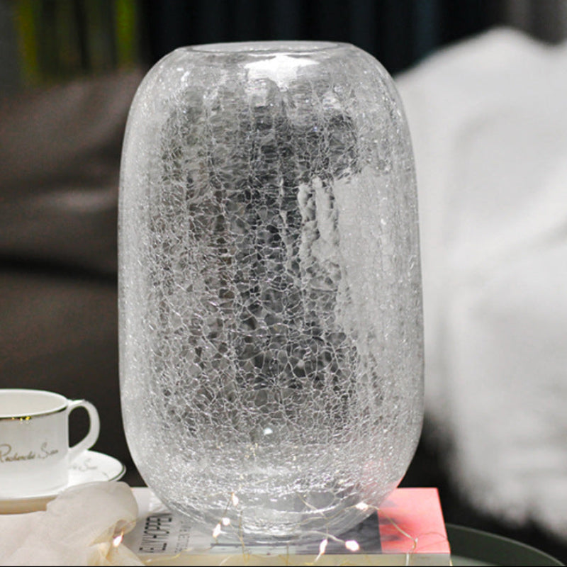 TLIFE Cracked Ice Flower Glass Vase - Goglasscup