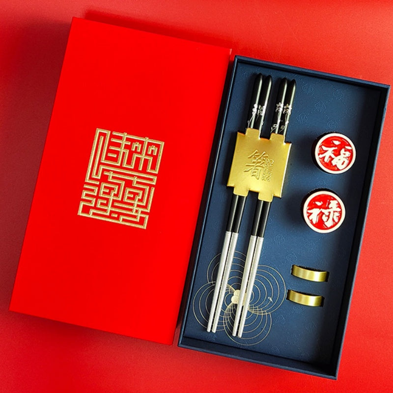 High-end Silver Chopsticks Gift Box-Chinese Characteristic Gift