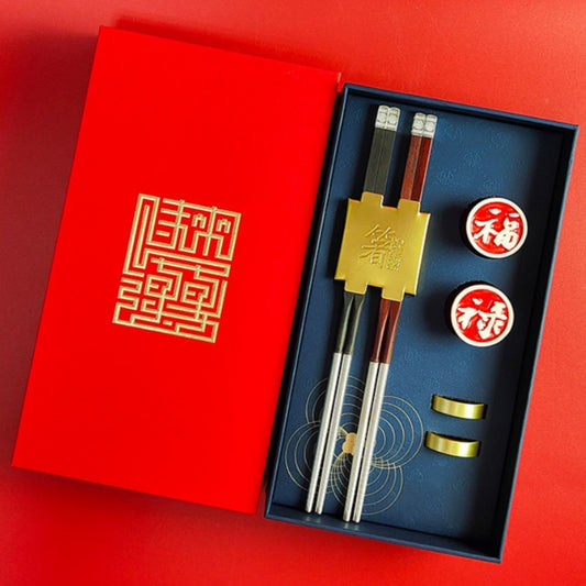 FU LU High-end Silver Chopsticks Gift Box-Chinese Characteristic Gift