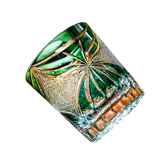 KAGAMI Edo Kiriko Whiskey Glass Butterfly with Wooden Box