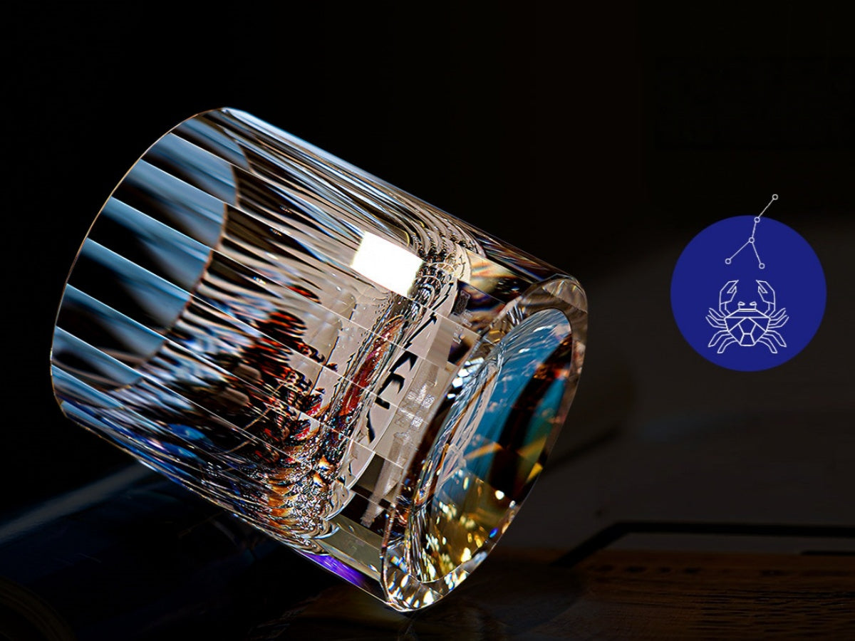 Iridescent K9 Crystal Whiskey Glass – 12 Zodiac Signs