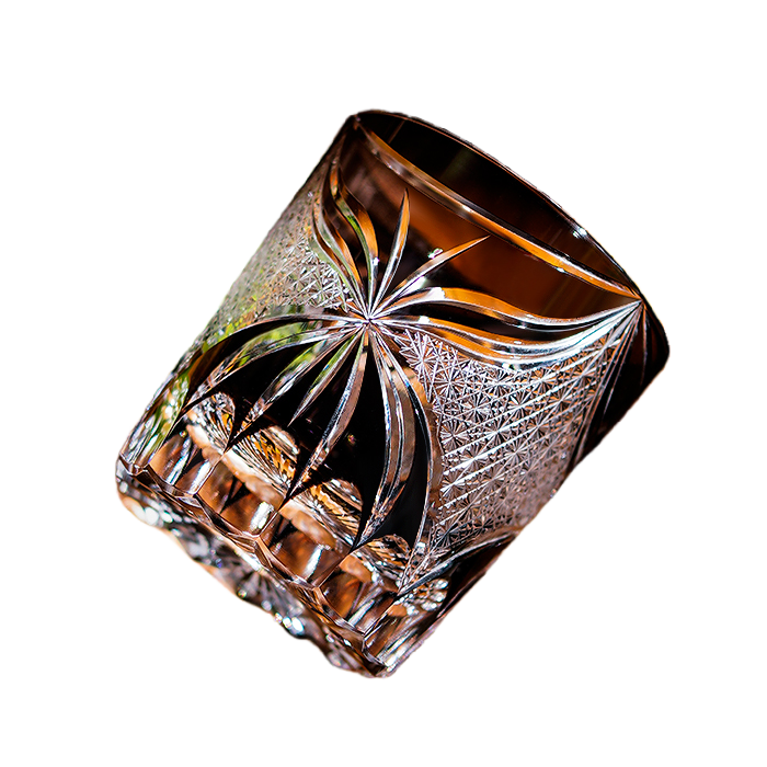 KAGAMI Edo Kiriko Whiskey Glass Butterfly with Wooden Box