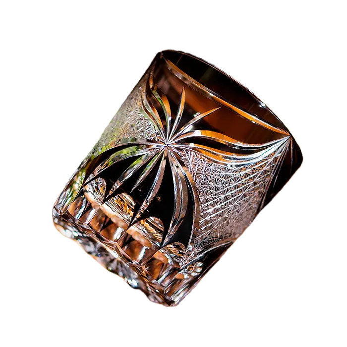 KAGAMI Edo Kiriko Whiskey Glass Butterfly with Wooden Box