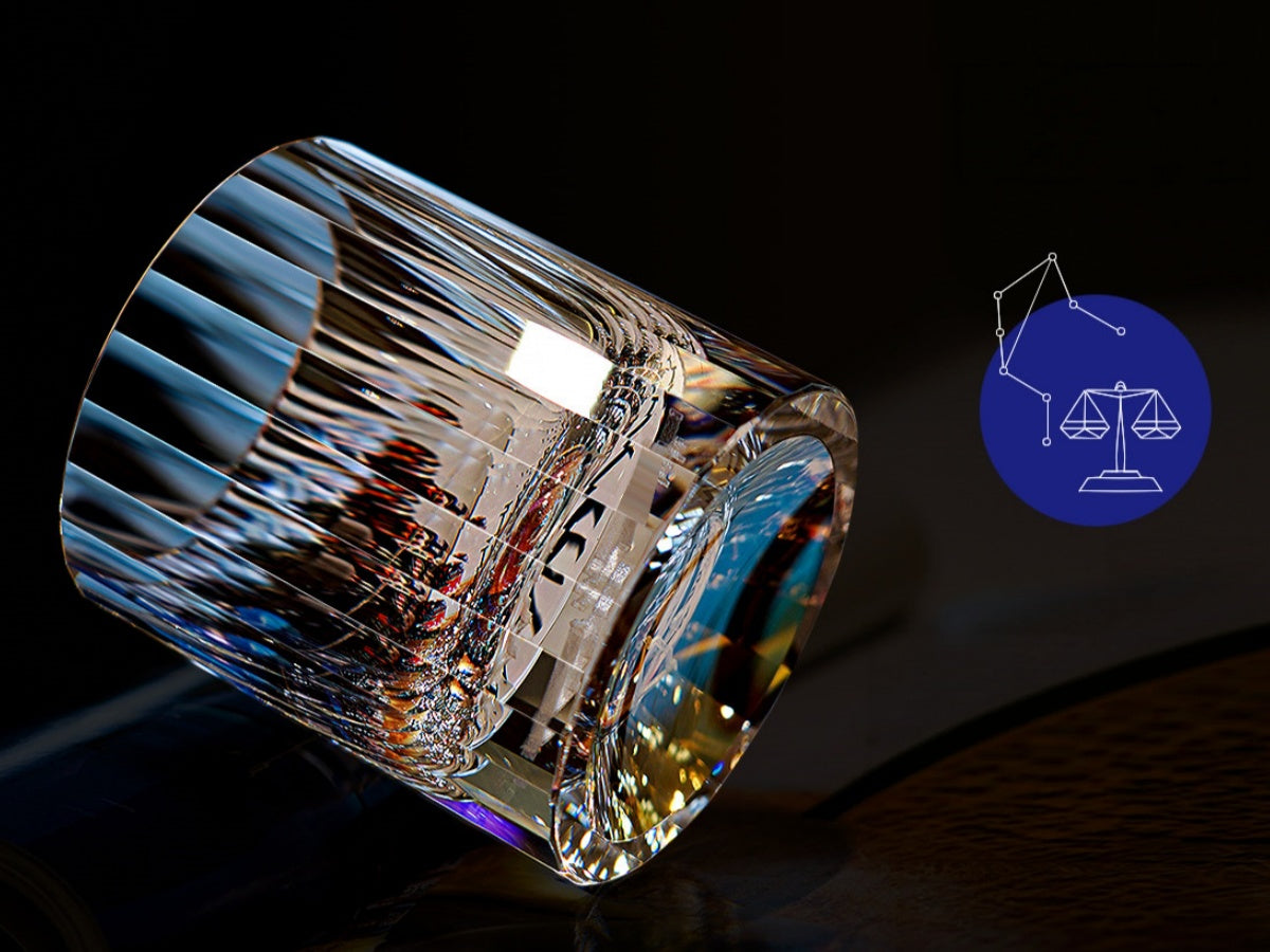 Iridescent K9 Crystal Whiskey Glass – 12 Zodiac Signs