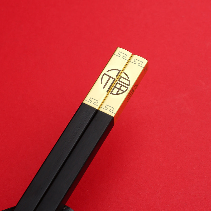 Single Household Mahogany Chopsticks Chinese Gift Box GoGlassCup