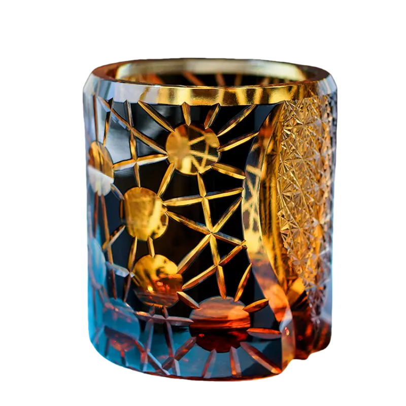 KAGAMI Edo Kiriko Whiskey Glass Starshine with Wooden Box - Goglasscup