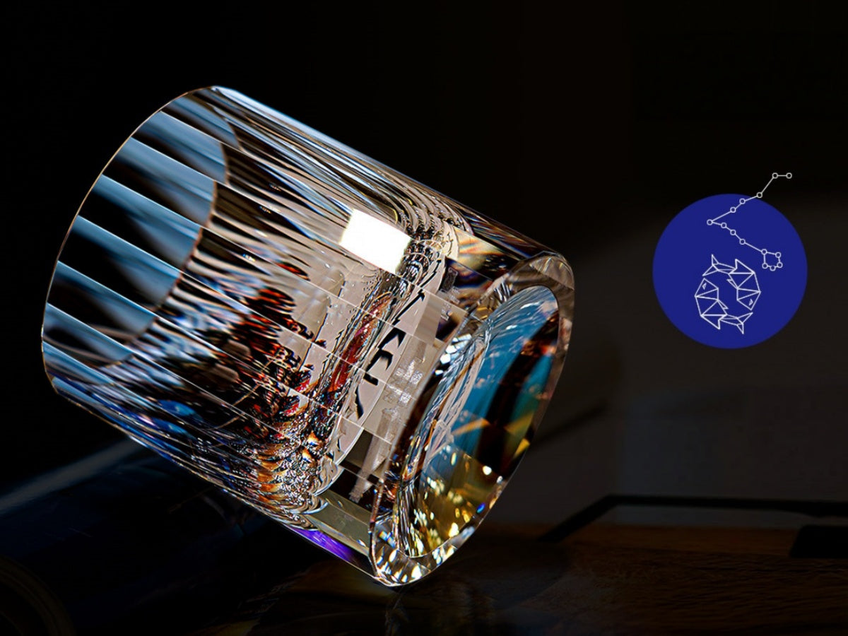 Iridescent K9 Crystal Whiskey Glass – 12 Zodiac Signs