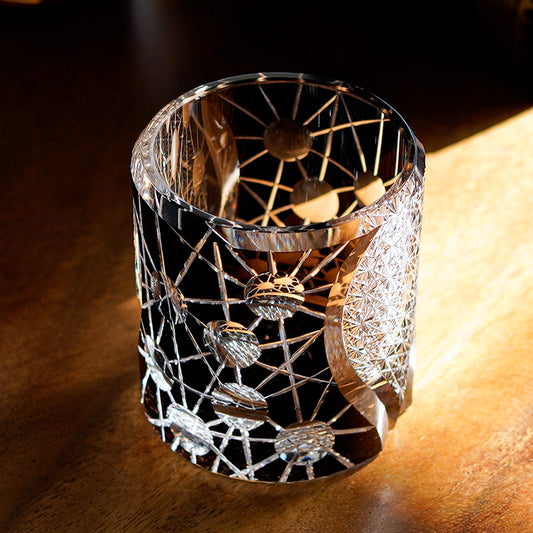 KAGAMI Edo Kiriko Whiskey Glass Starshine with Wooden Box - Goglasscup