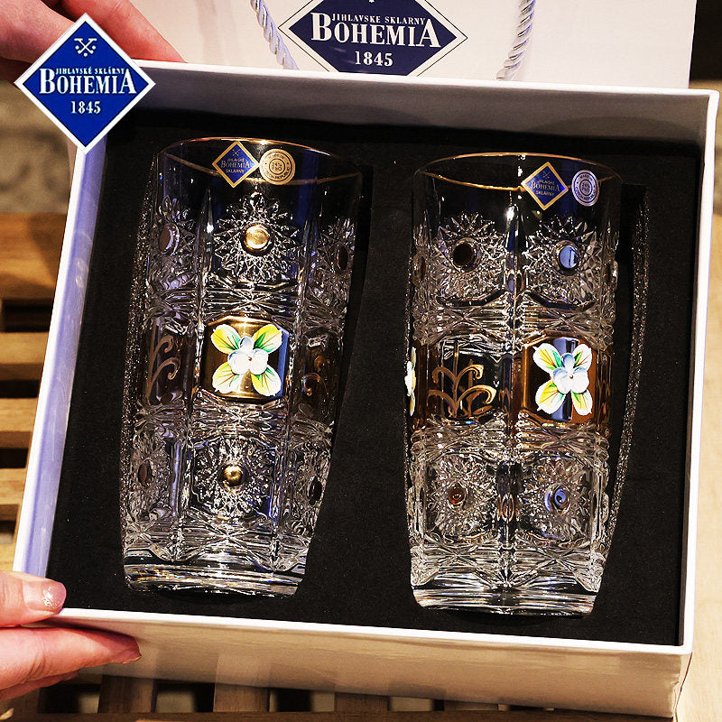 Bohemia Enamel Flower Crystal Tumbler 350ml