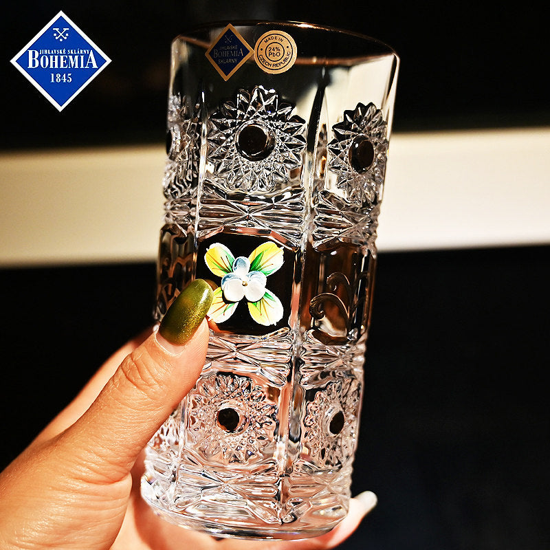 Bohemia Enamel Flower Crystal Tumbler 350ml