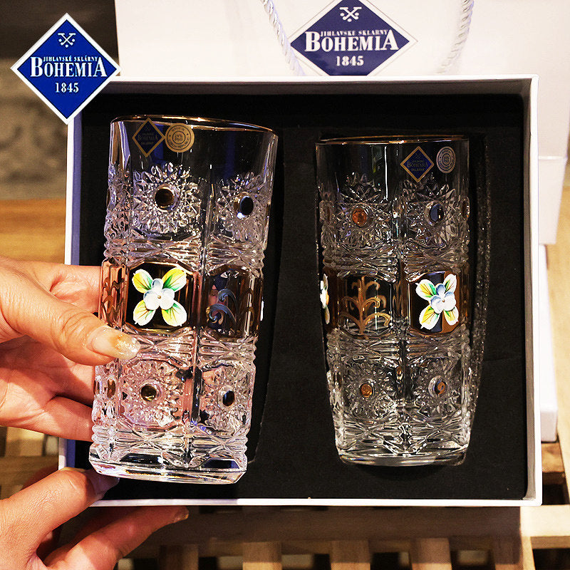 Bohemia Enamel Flower Crystal Tumbler 350ml