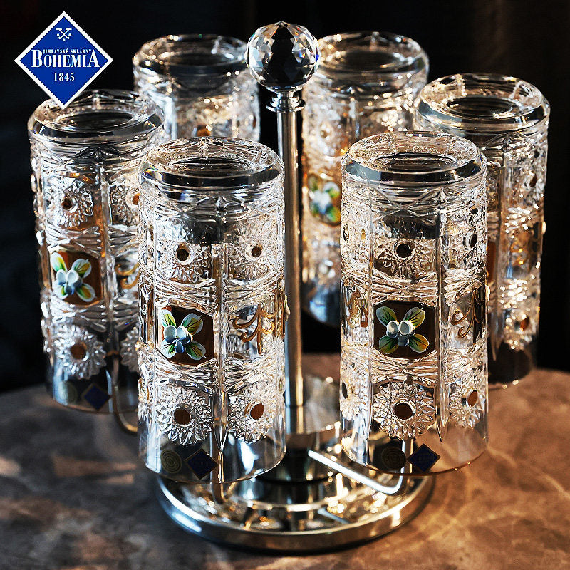 Bohemia Enamel Flower Crystal Tumbler 350ml
