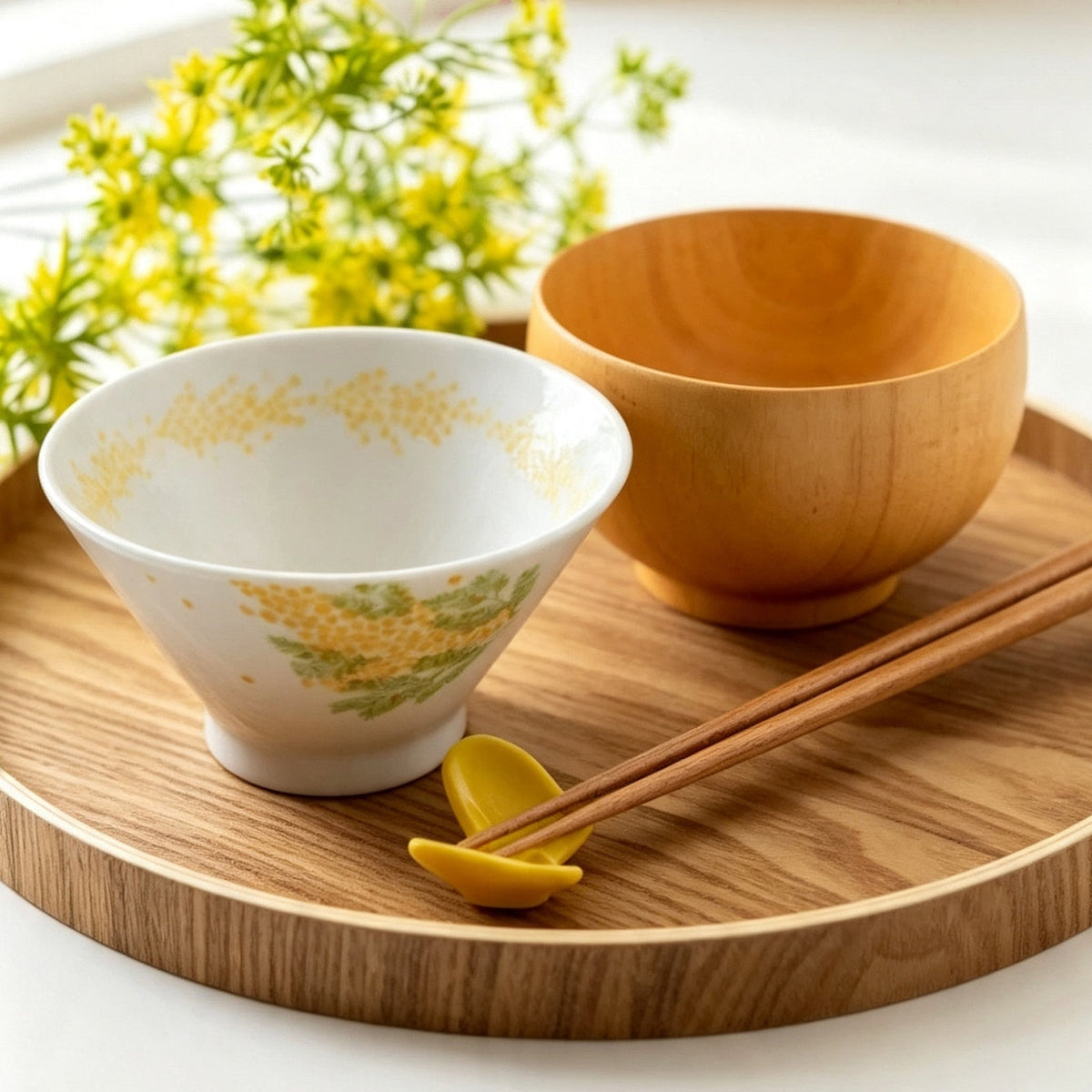 Hatsuichi Mino Ware Mimosa Kasa Ceramic Bowl Set of Five