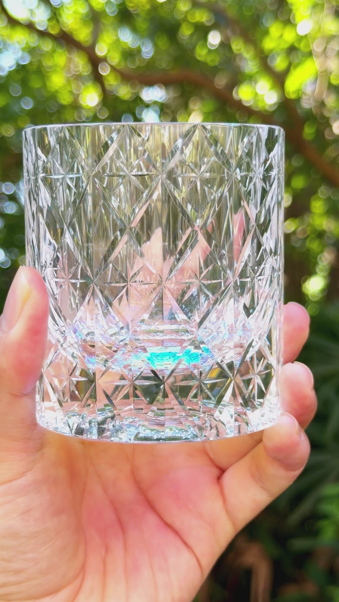 Edo Kiriko Handcrafted Hoshikage Iridescent Crystal Whisky Glass With
