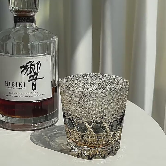 KAGAMI Fluorite Edo Kiriko Crystal Glass Whiskey Glass