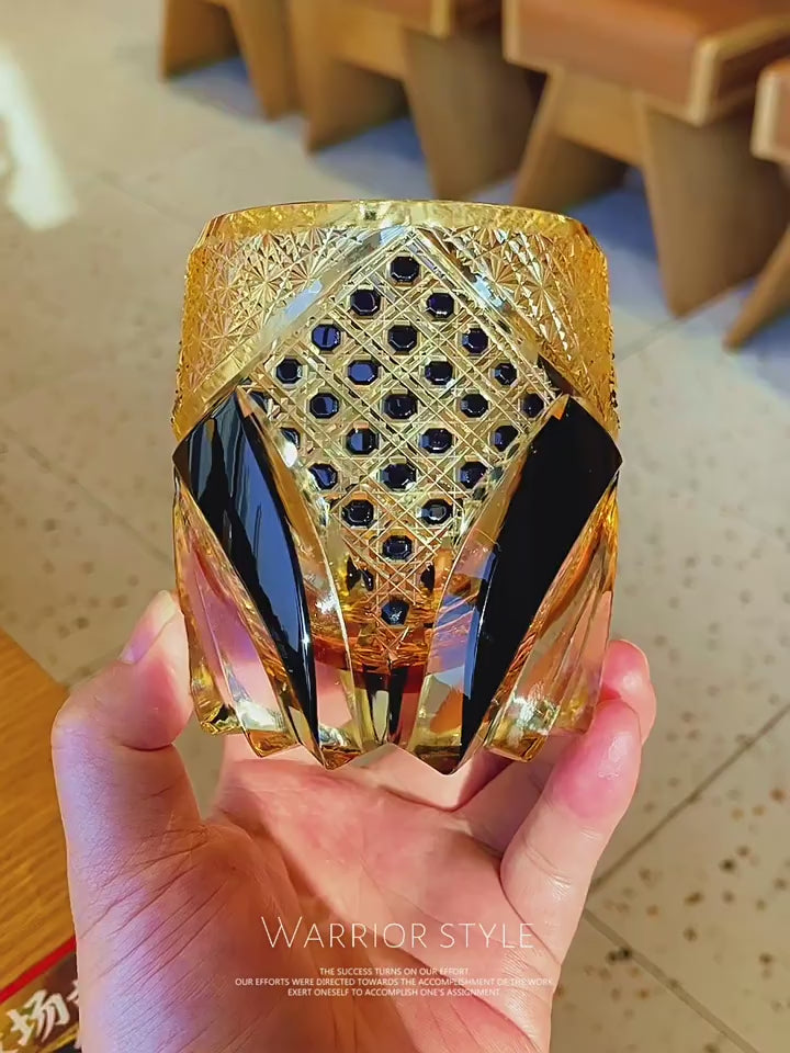 GOGLASSCUP Golden Samurai Edo Kiriko Glass (New version)