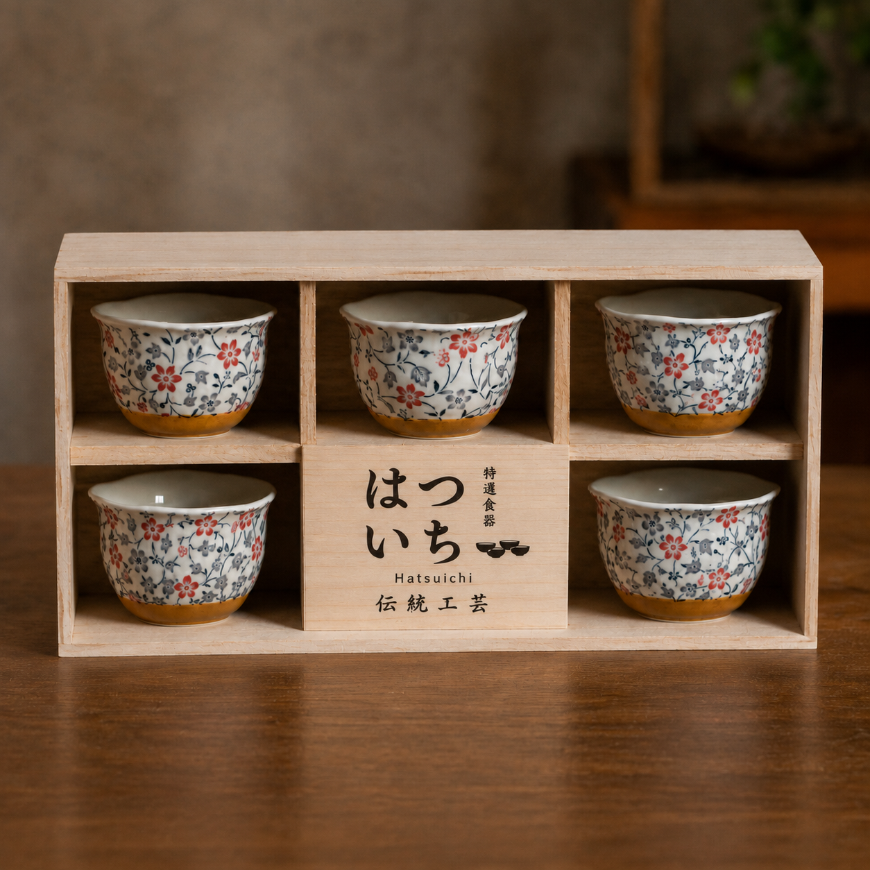 Hatsuichi Mino Ware Usuzakura Ceramic Teacup Set of Five