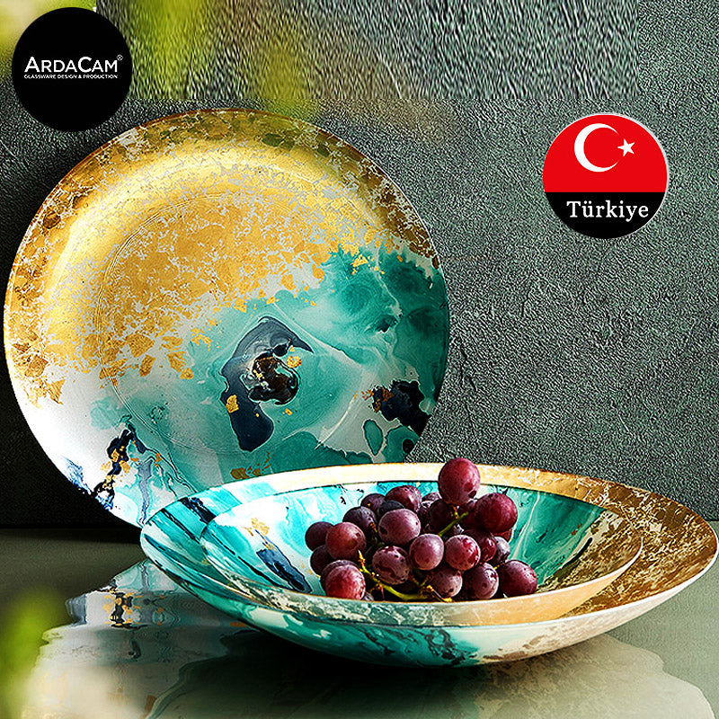 ARDACAM gold foil glass fruit bowl view 2