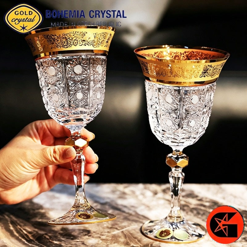BOHEMIA gold crystal wine glasses view 5